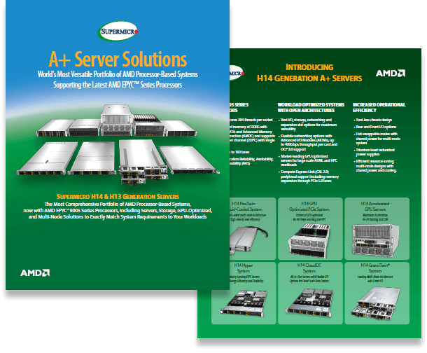 Supermicro A+ Server Solutions Brochure, front and back cover