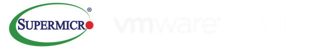 Supermicro, VMware, and AMD Logos