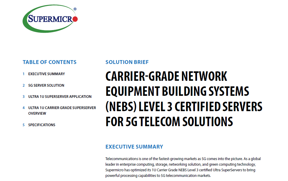 Supermicro 5G Platforms | Super Micro Computer, Inc.