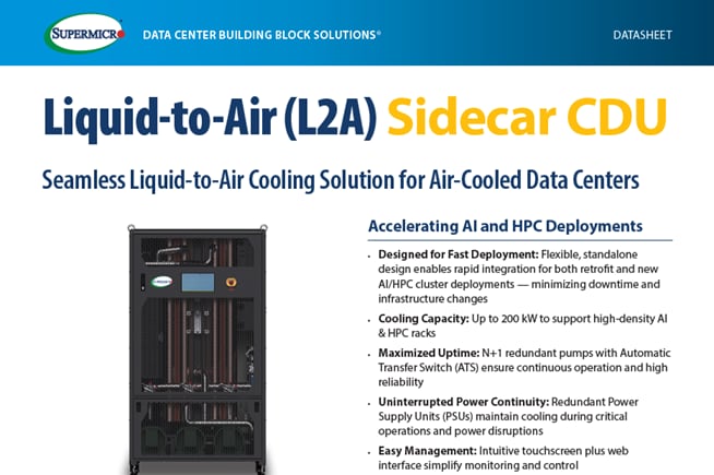 Thumbnail – Datasheet: Liquid-to-Air (L2A) Sidecar CDU