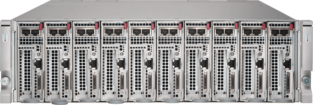 Supermicro A+ 3U 10-node MicroCloud System with single AMD EPYC™ 4005/4004 series processor per node