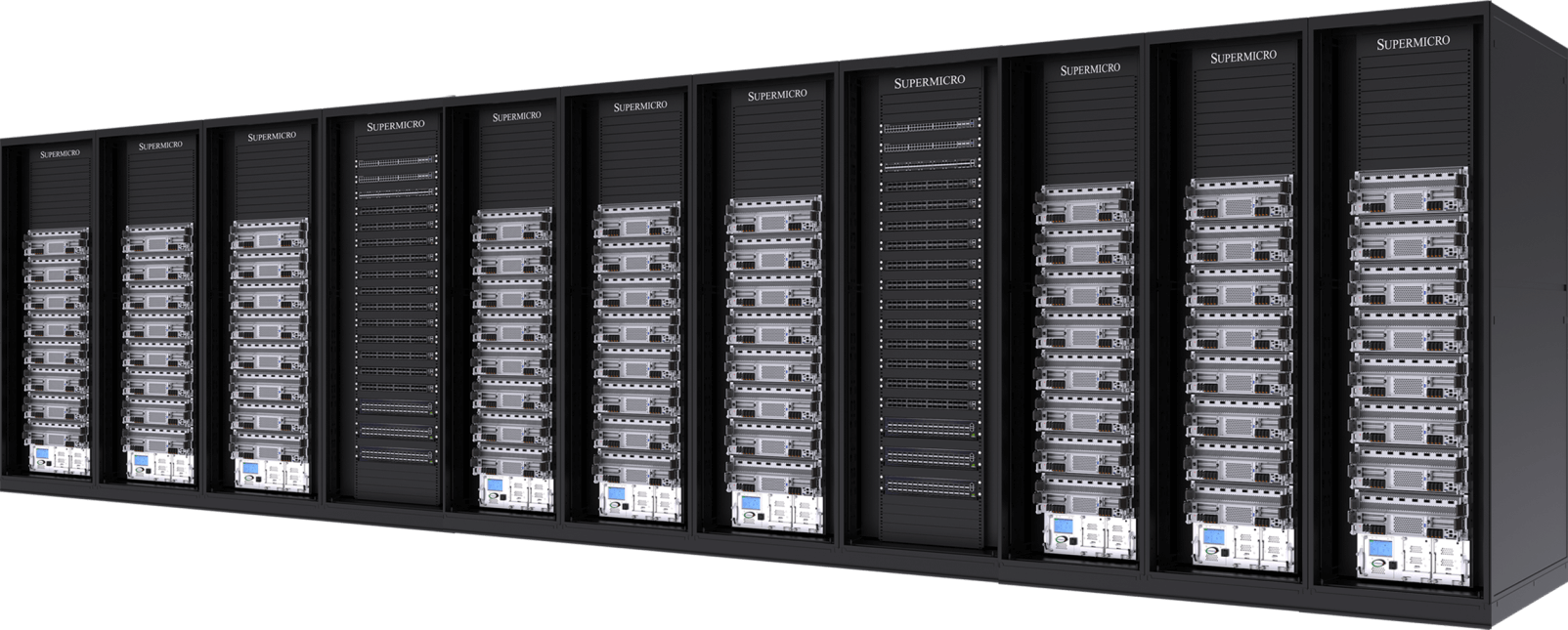 72 NVIDIA HGX B300 8-GPU, 4U Liquid-cooled Systems (576 GPUs) in 11 Racks