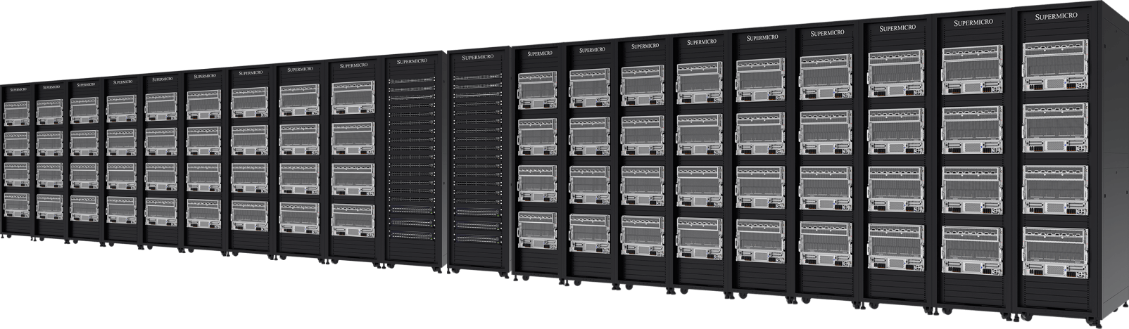 72 NVIDIA HGX B300 8-GPU, 8U Air-cooled Systems (576 GPUs) in 20 Racks