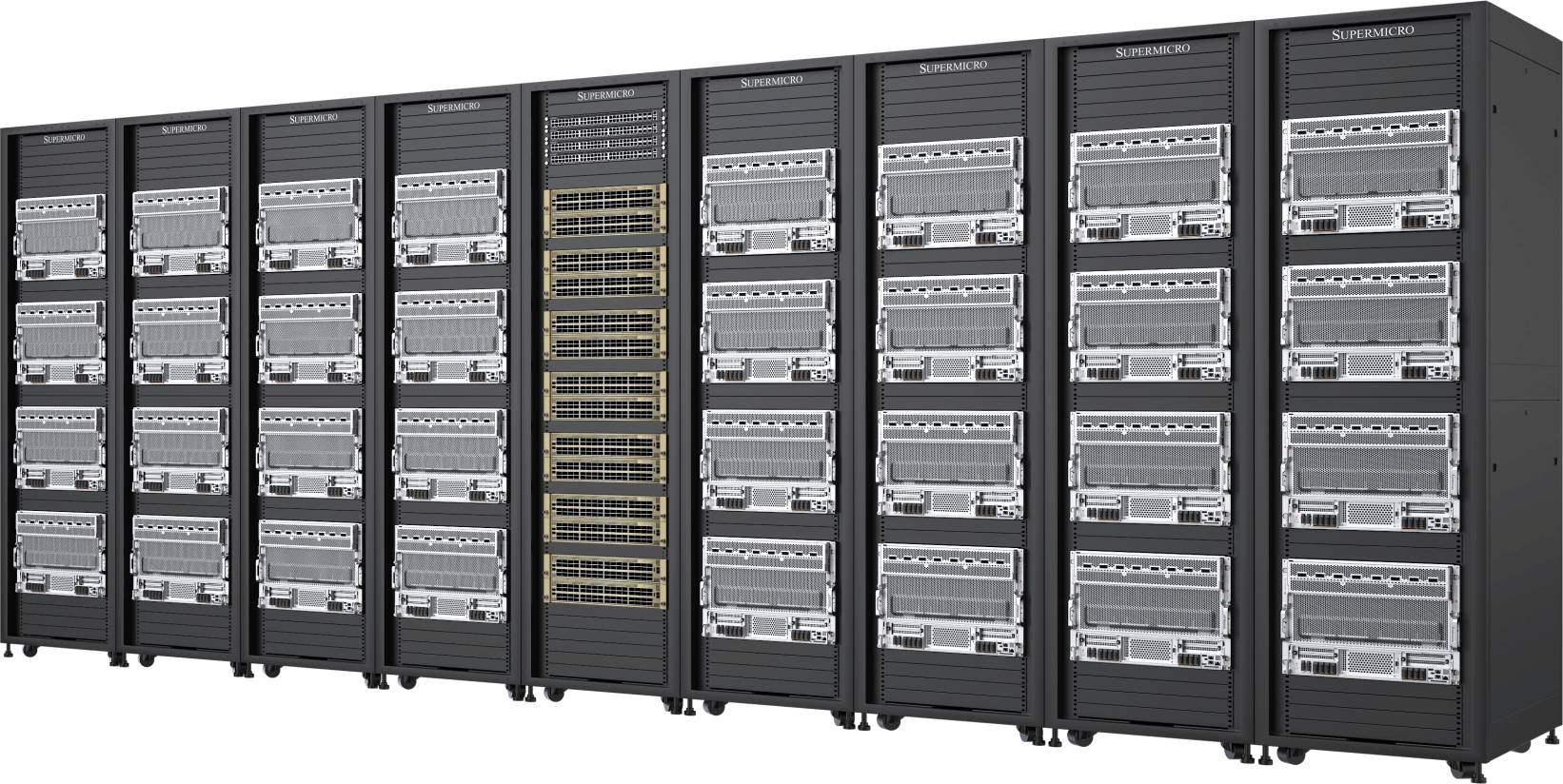72 Supermicro NVIDIA® HGX™ B300 con 8 GPU y refrigeración por aire (8U) (576 GPU) distribuidos en 20 racks